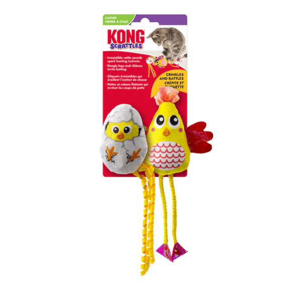 Kong Scrattles Duos Chicken Cat Toy 2pack