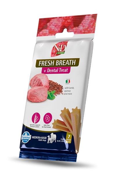 Farmina N&D Fresh Breath Lamb Quinoa & Mint Dental Treat for Dogs 7ct.
