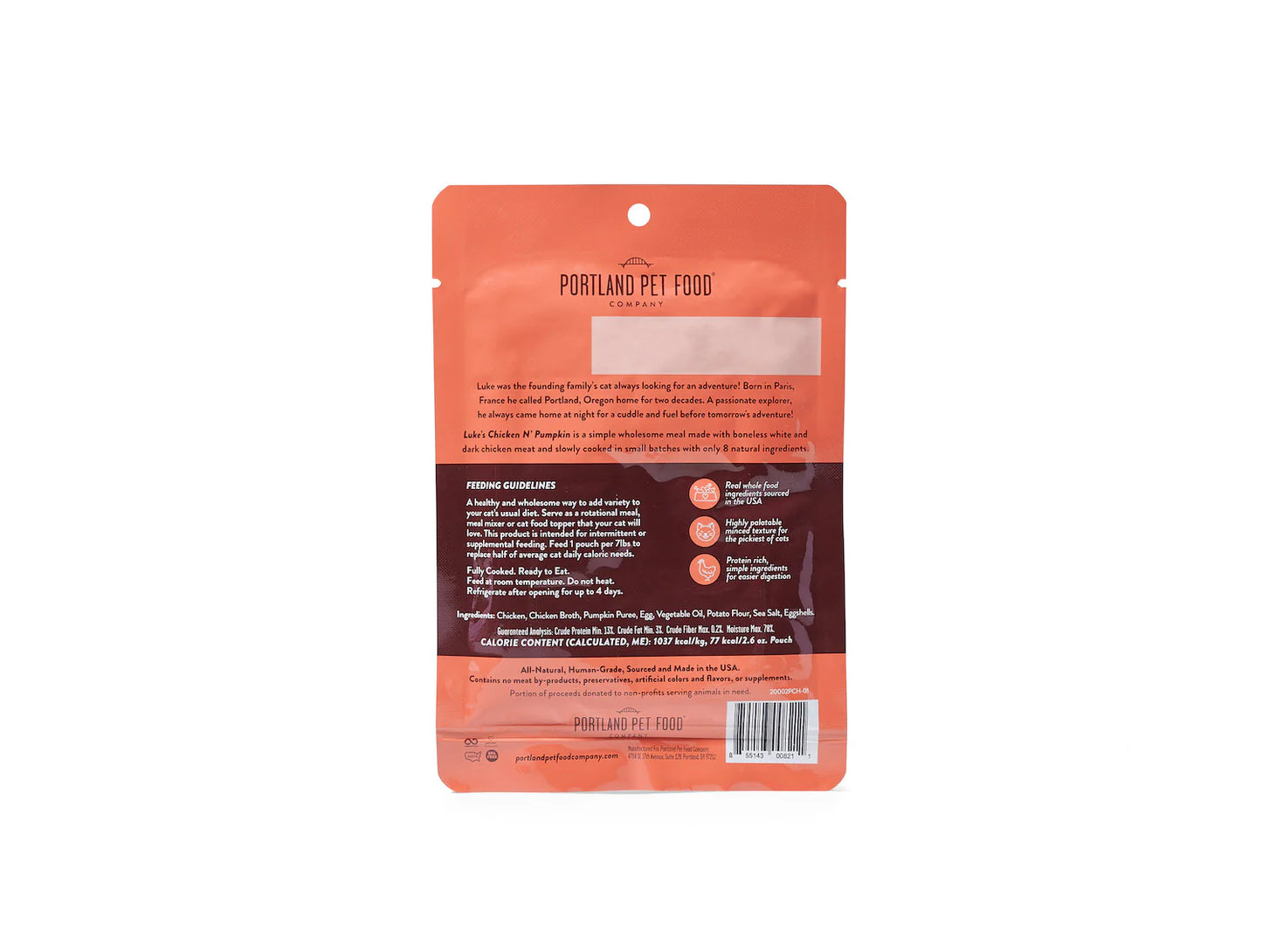 Portland Pet Food Company Luke's Chicken N' Pumpkin Homestyle Cat Meal