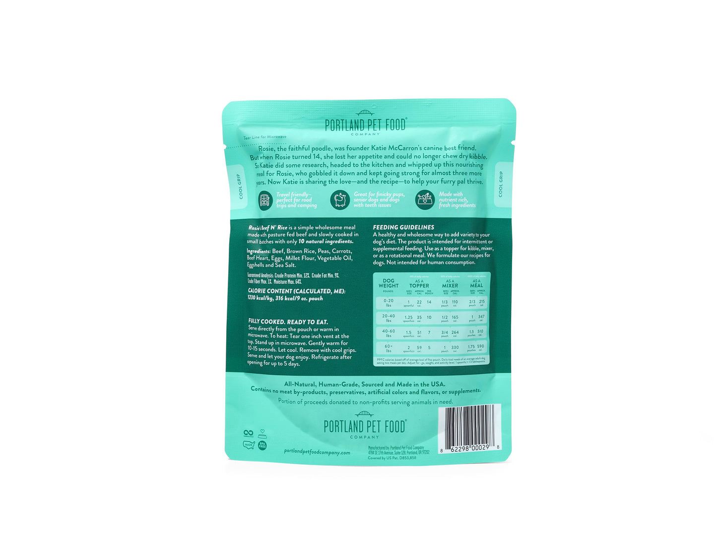 Portland Pet Food Company Rosie's Beef N Rice Homestyle Dog Meal