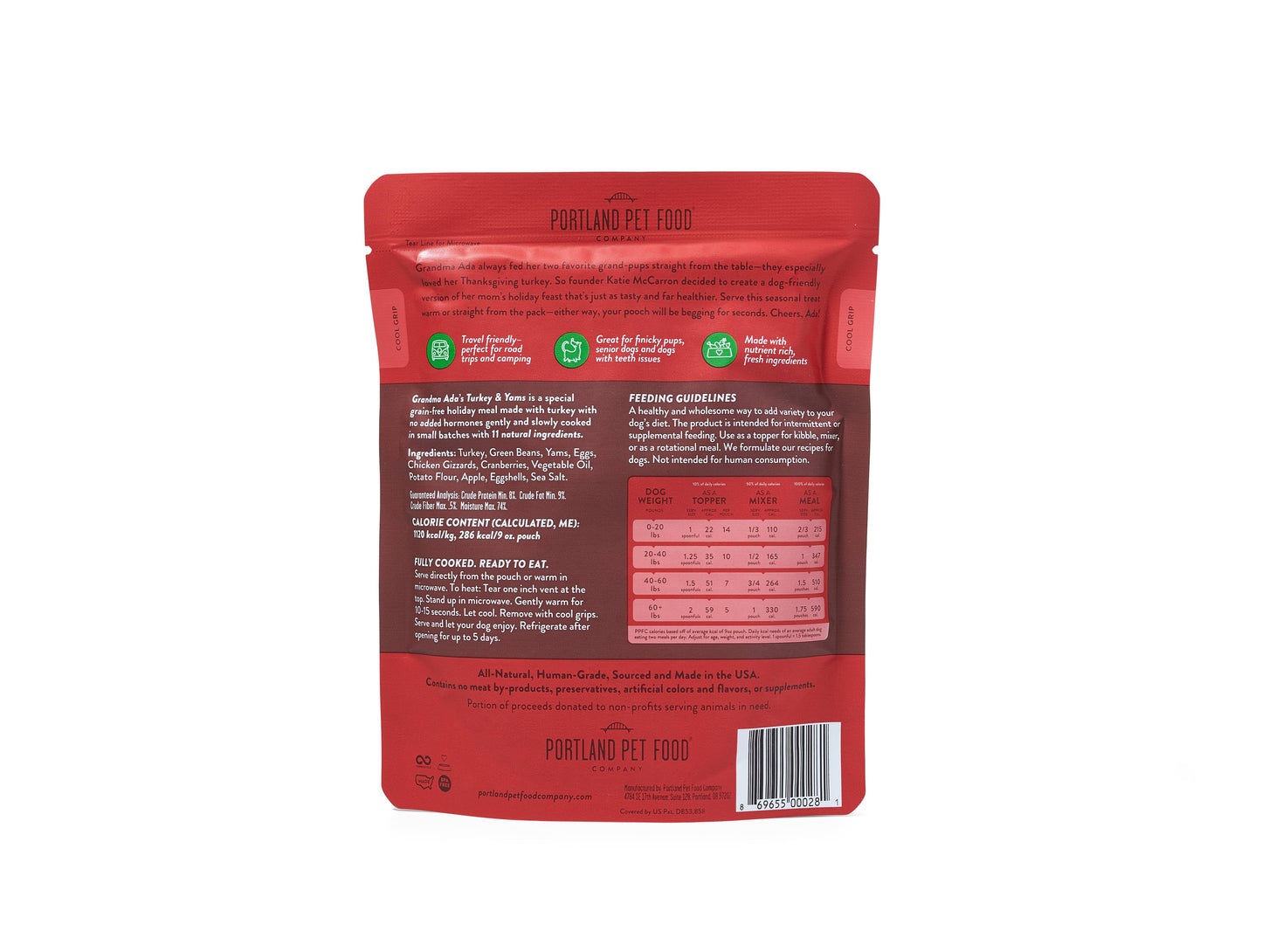 Portland Pet Food Company Grandma Ada's Turkey and Yams Homestyle Dog Meal