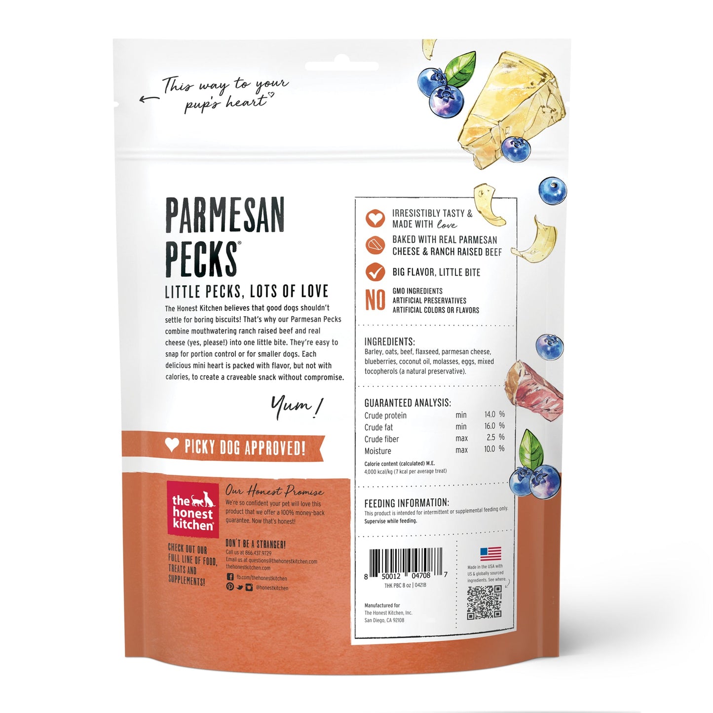 Honest Kitchen Beef & Blueberry Parmesan Pecks 8 oz