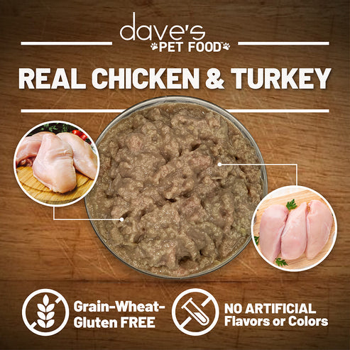 Dave's Naturally Saucey Pate Chicken & Turkey Recipe Canned Cat Food 5.5oz