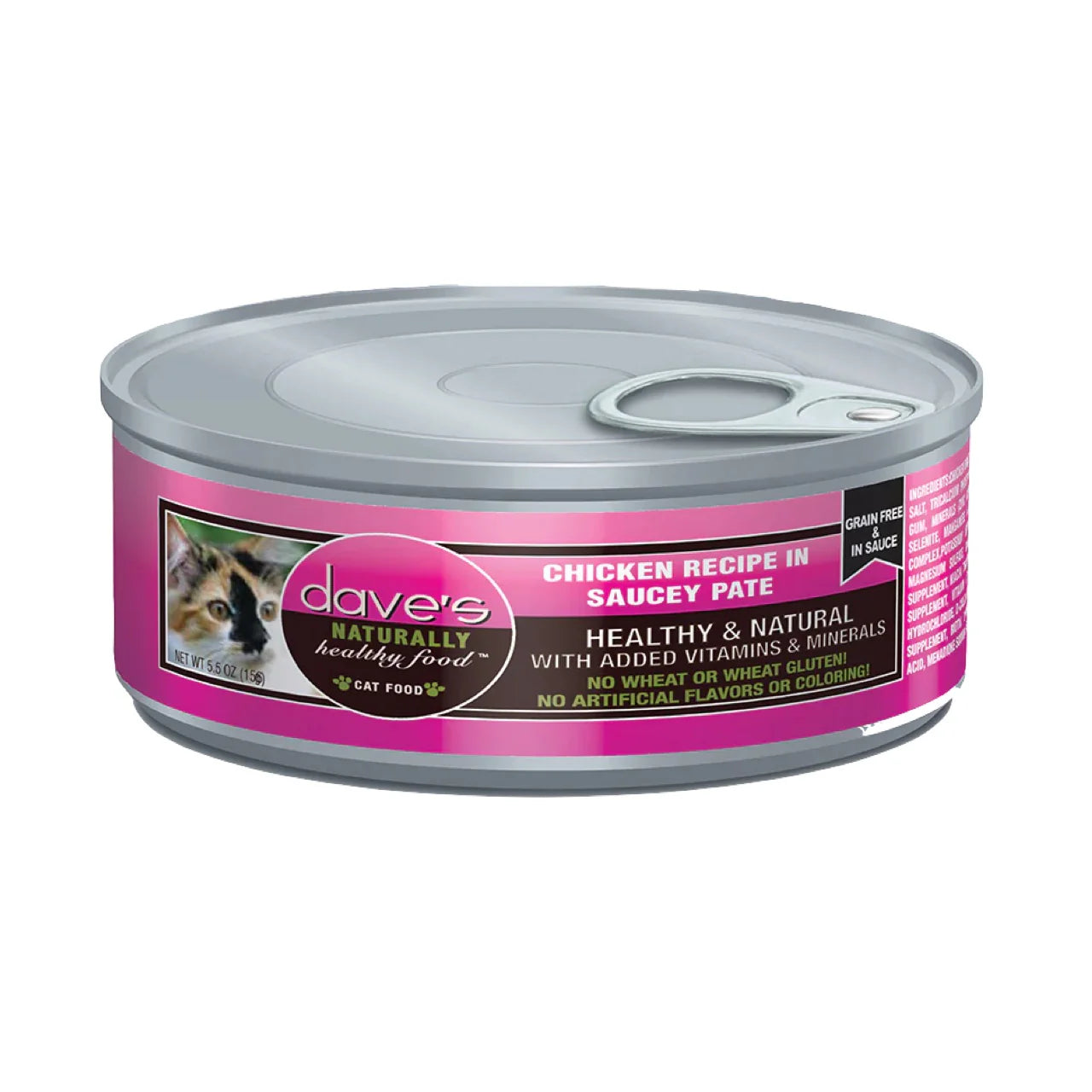 Dave's Naturally Saucey Pate Chicken Recipe Canned Cat Food 5.5oz