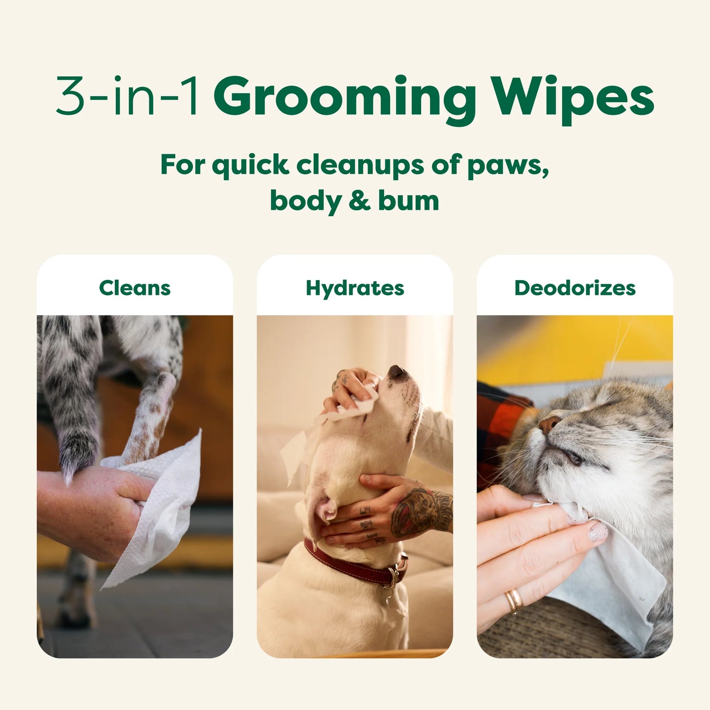 Earth Rated Dog Grooming Wipes White Tea & Basil 100ct