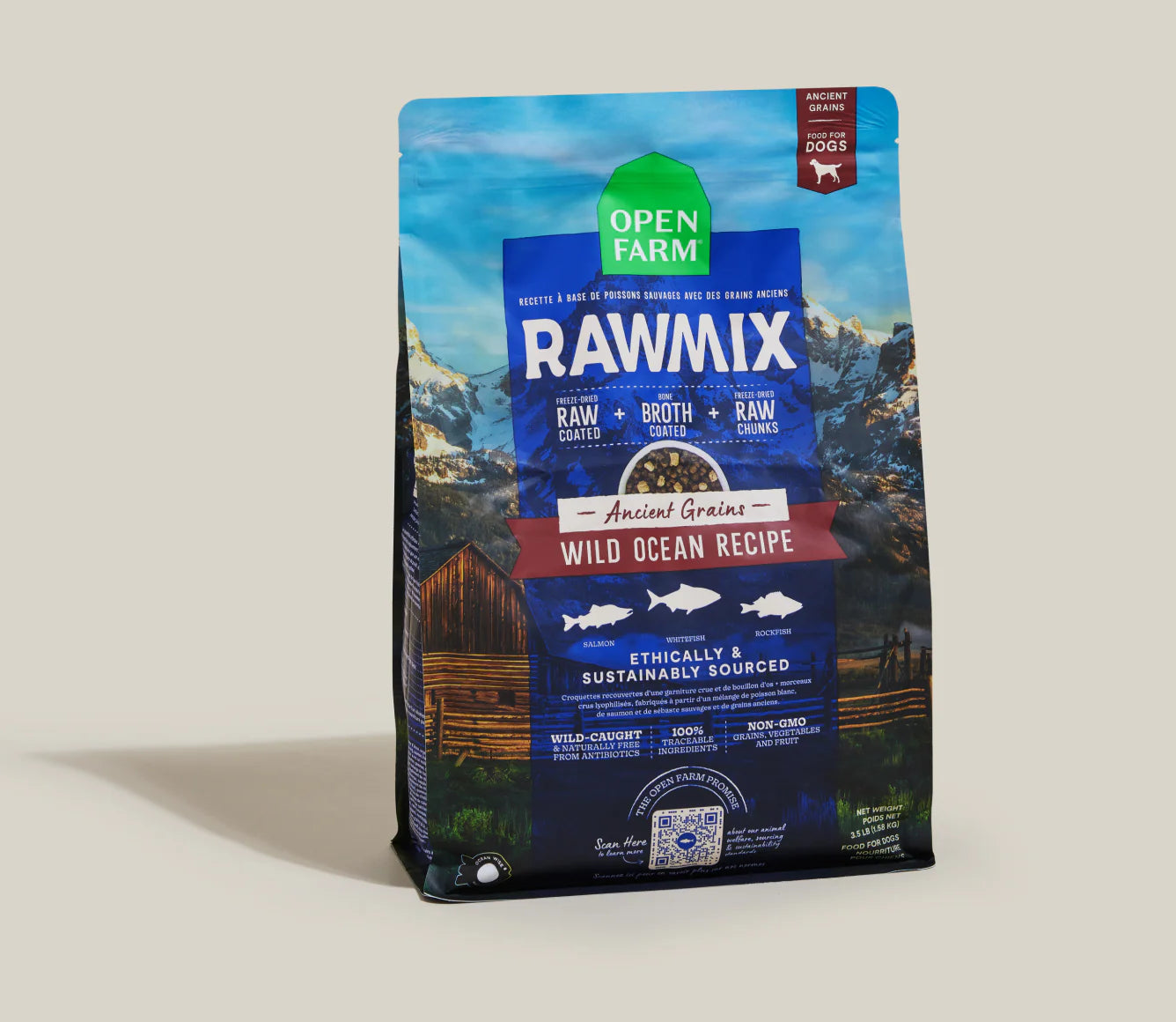Open Farm Raw Mix Ancient Grains Wild Ocean Dog Food 20lb
