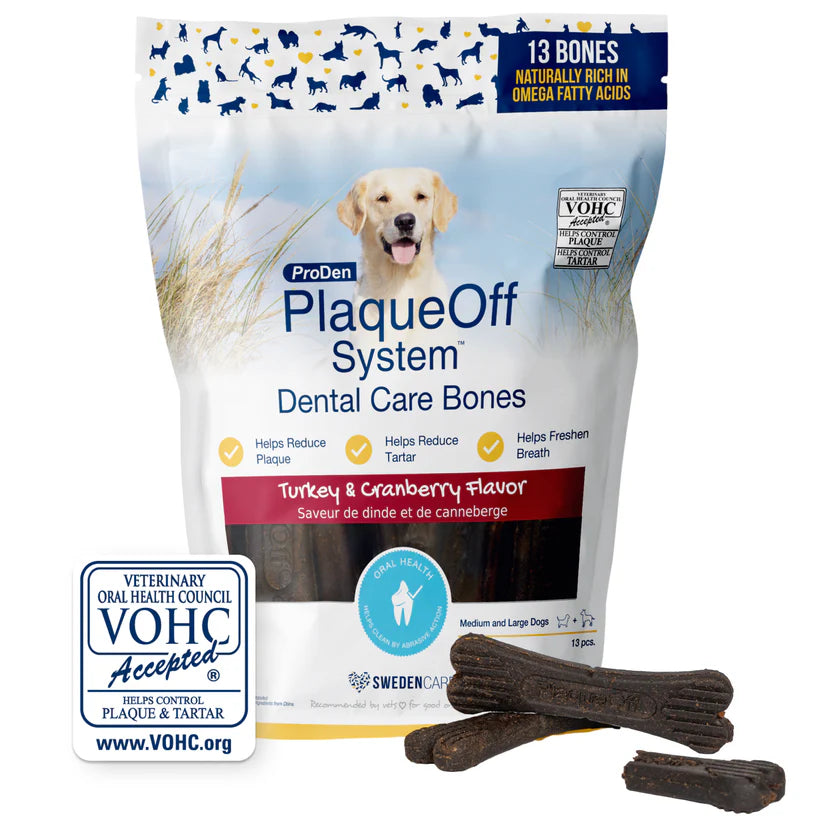 ProDen PlaqueOff System Dental Care Bones for Dogs Turkey & Cranberry Flavor 17oz