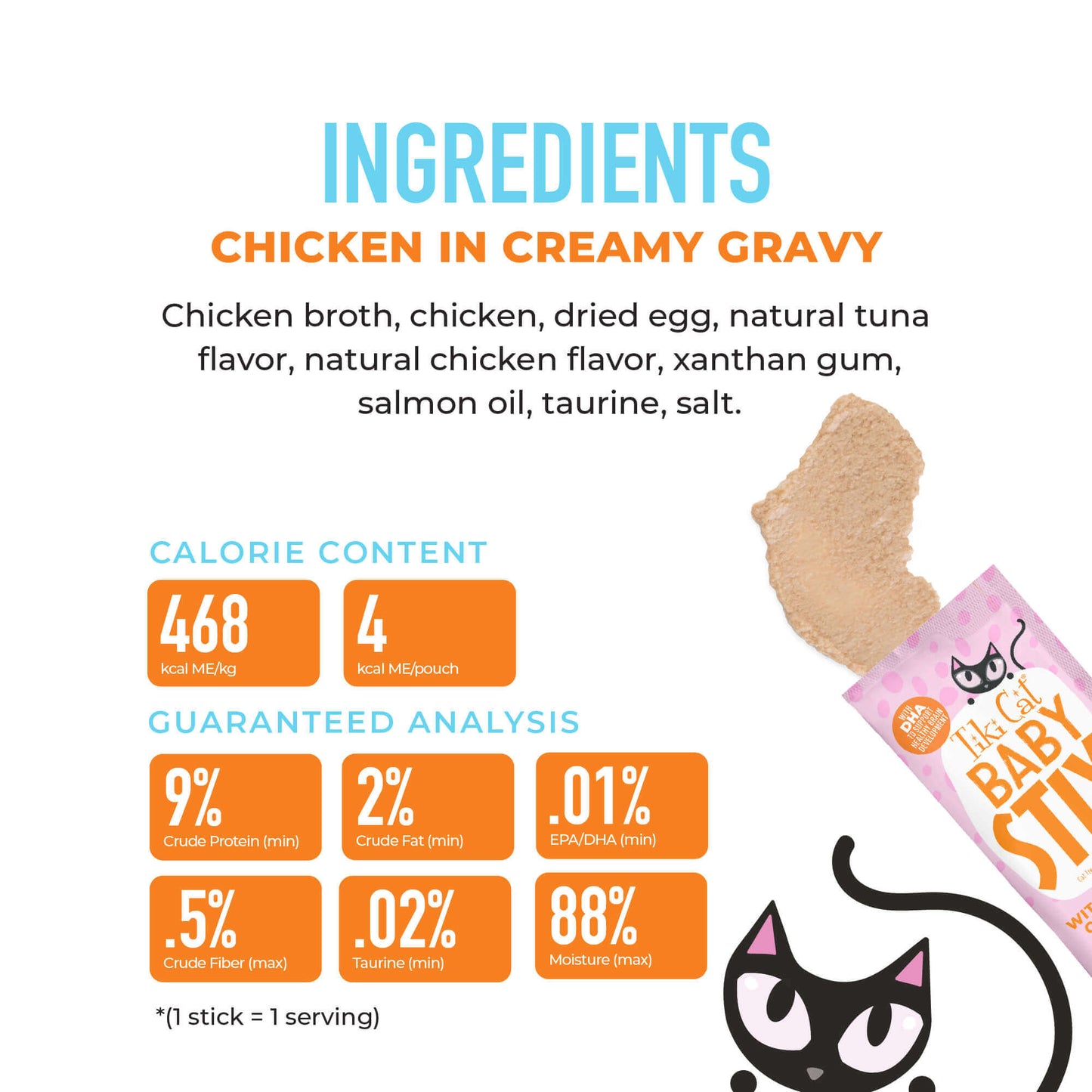 Tiki Pet Cat Baby Stix Chicken & Gravy .28oz