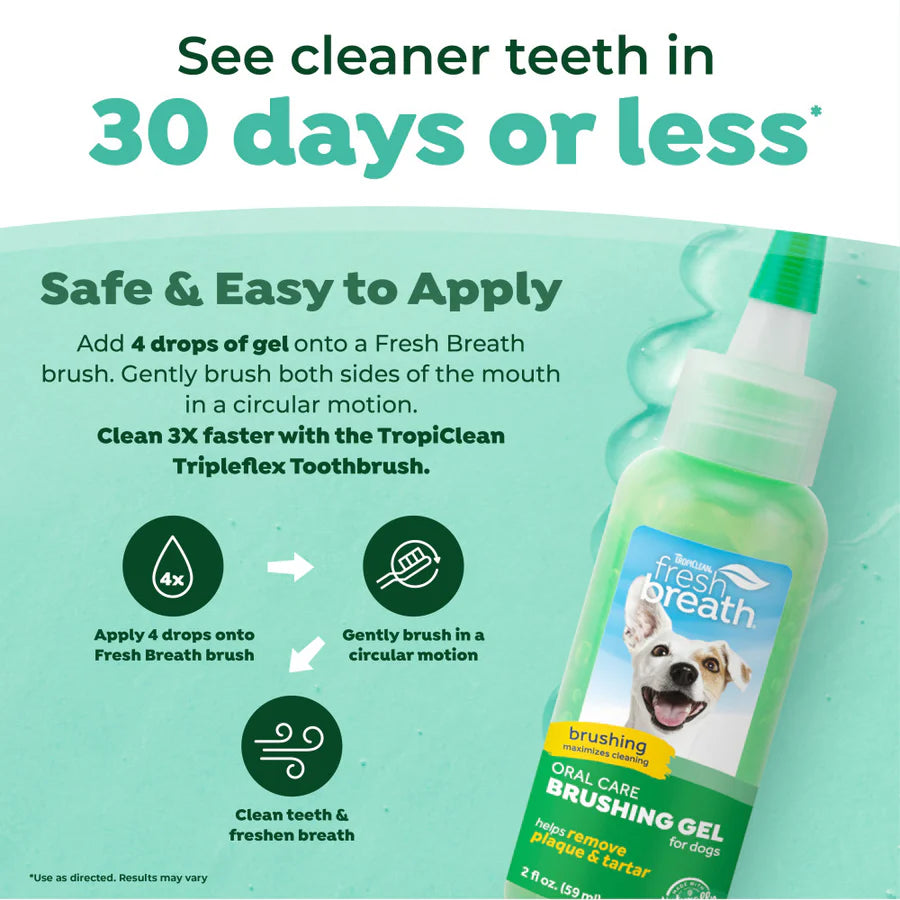 Tropiclean Fresh Breath Clean Teeth Brushing Gel For Dogs 2oz