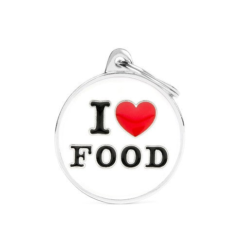 MyFamily Charms Big Circle I Love Food Dog Tag