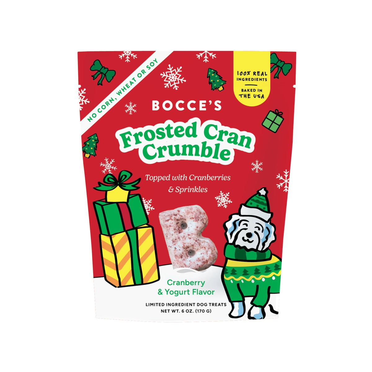 Bocce's Holiday Frosted Cran Crumble Dog Treats 6oz
