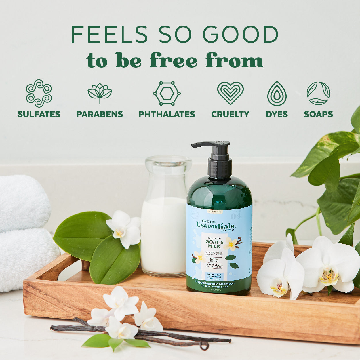 Tropiclean Essentials Shampoo Vanilla & Goat Milk 16oz