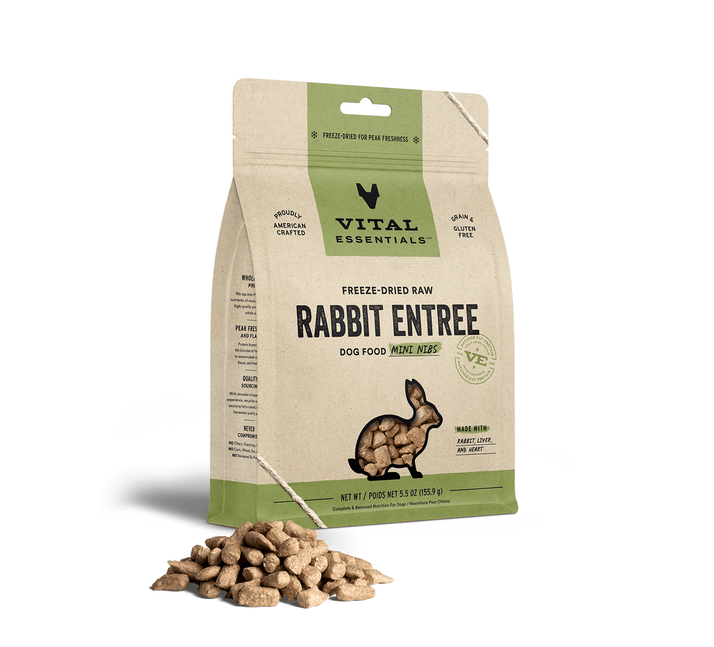 Vital Essentials Freeze Dried Rabbit Mini Nibs Dog Food