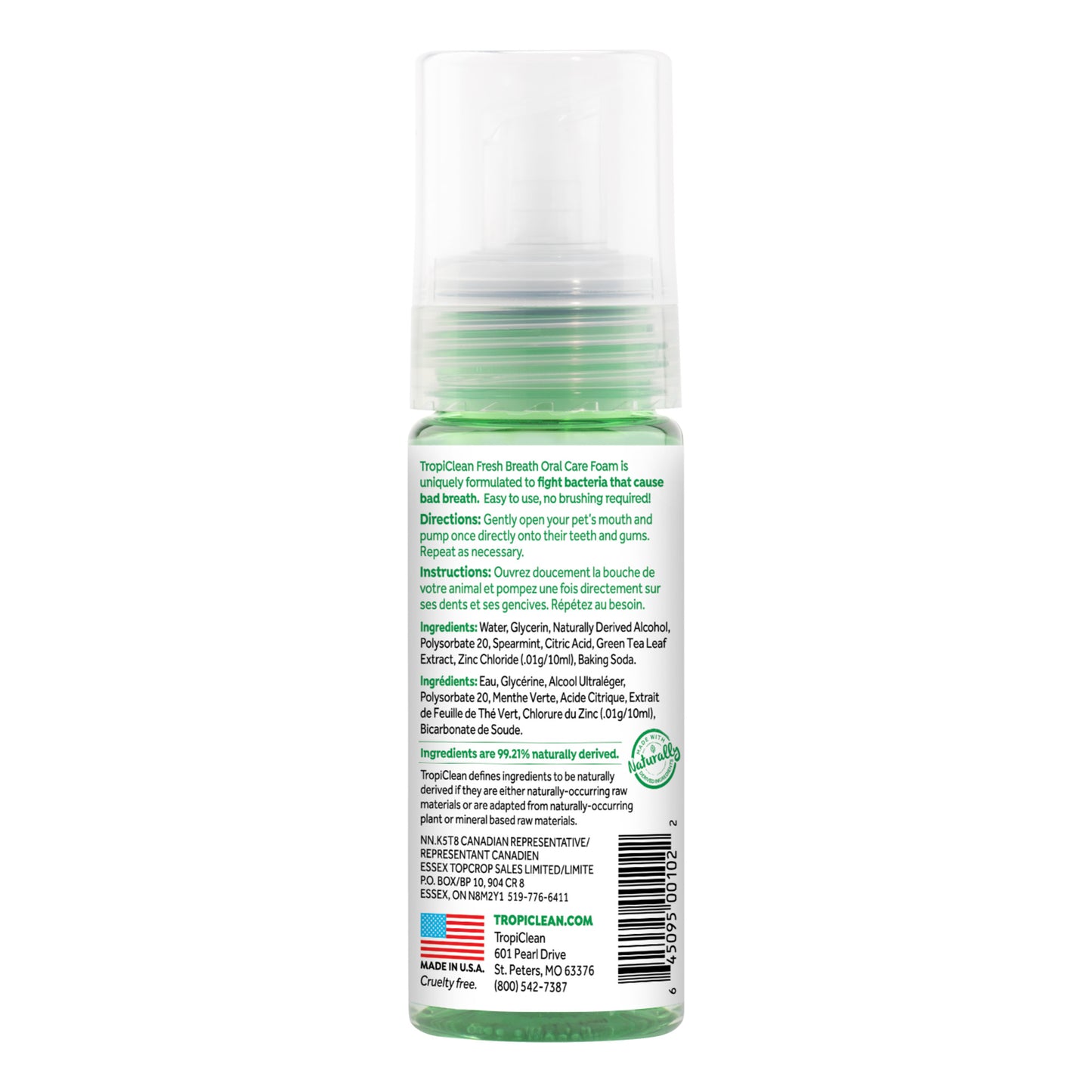 Tropiclean Fresh Breath Oral Care Foam 4.5-oz