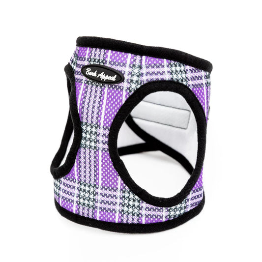 Bark Appeal Lavender Plaid Mesh Step In Harness