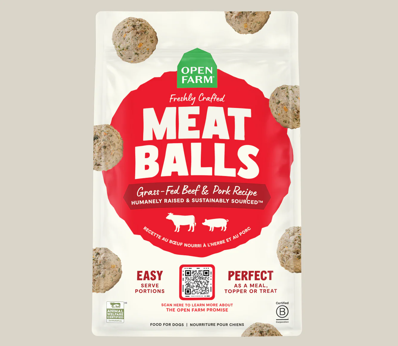 Open Farm Frozen Meatballs Beef & Pork