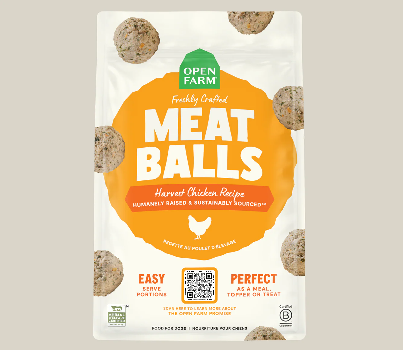 Open Farm Frozen Meatballs Harvest Chicken
