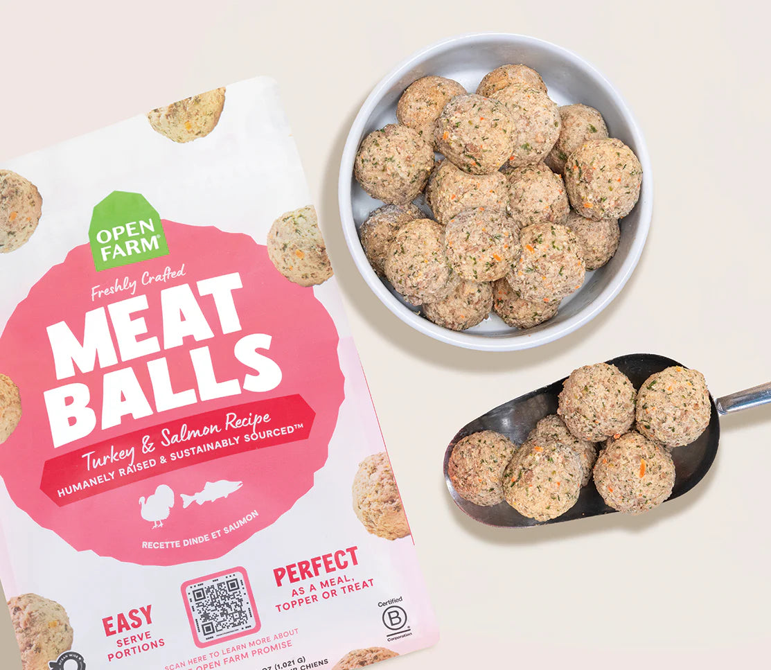 Open Farm Frozen Meatballs Harvest Turkey & Salmon
