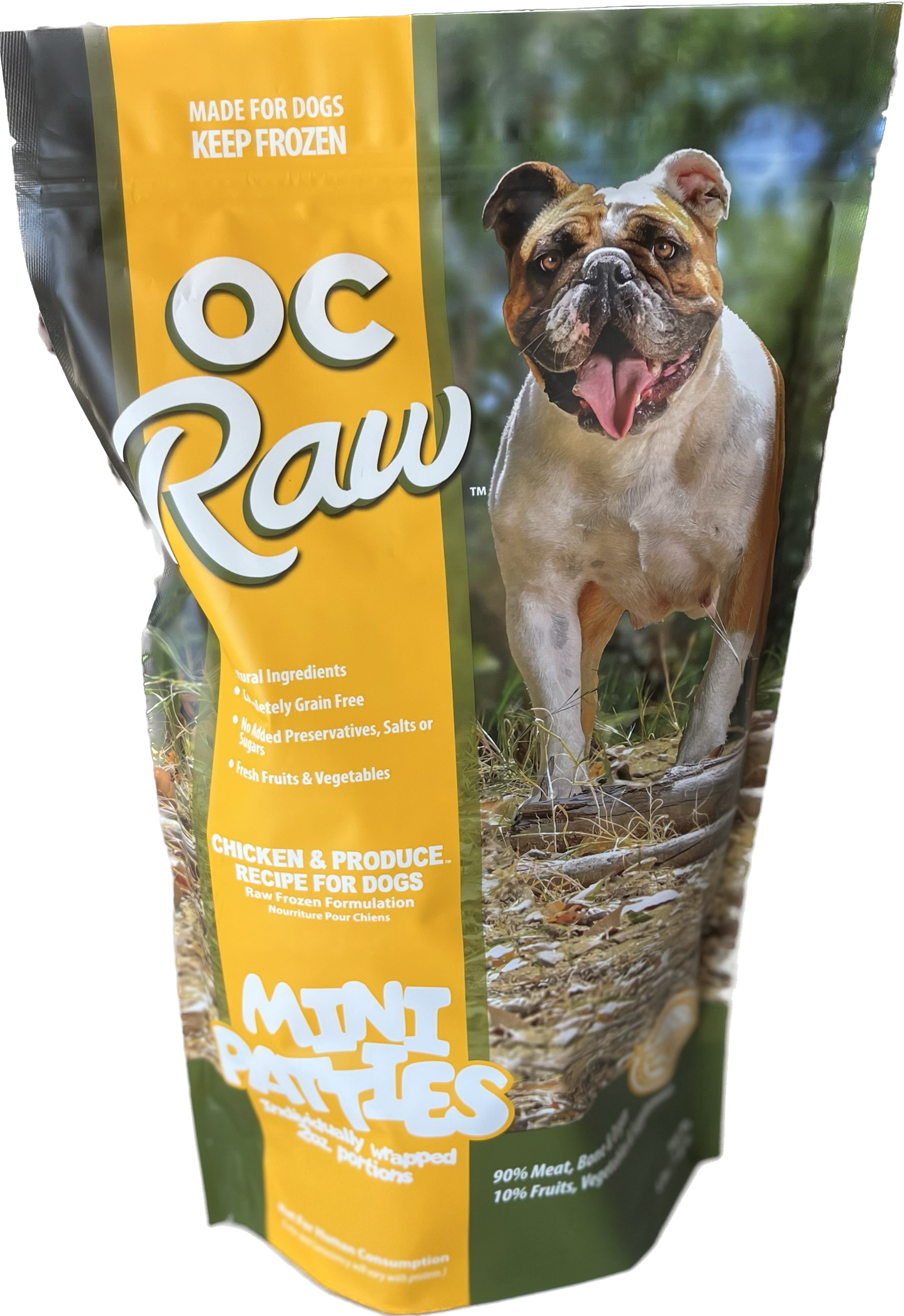 OC Raw Dog Frozen Mini Patties Chicken & Produce 4lb