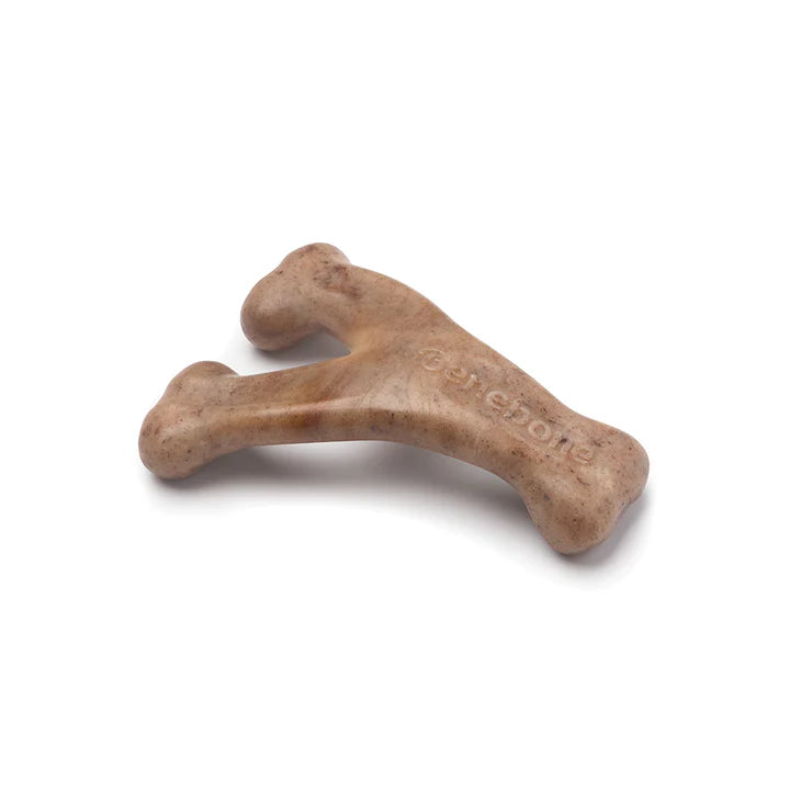 Benebone Puppy Bacon Wishbone & Rubber Bone Tiny 2 Pack