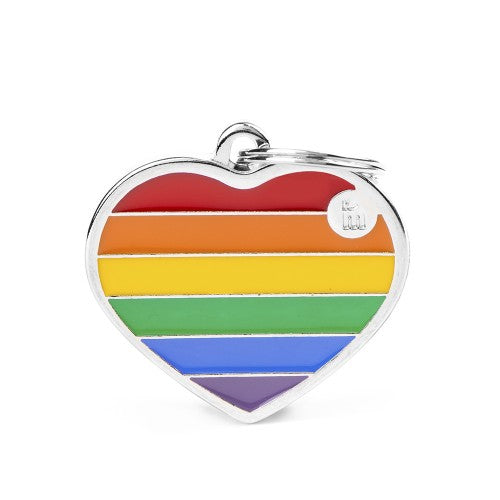 MyFamily Big Rainbow Heart Dog Tag