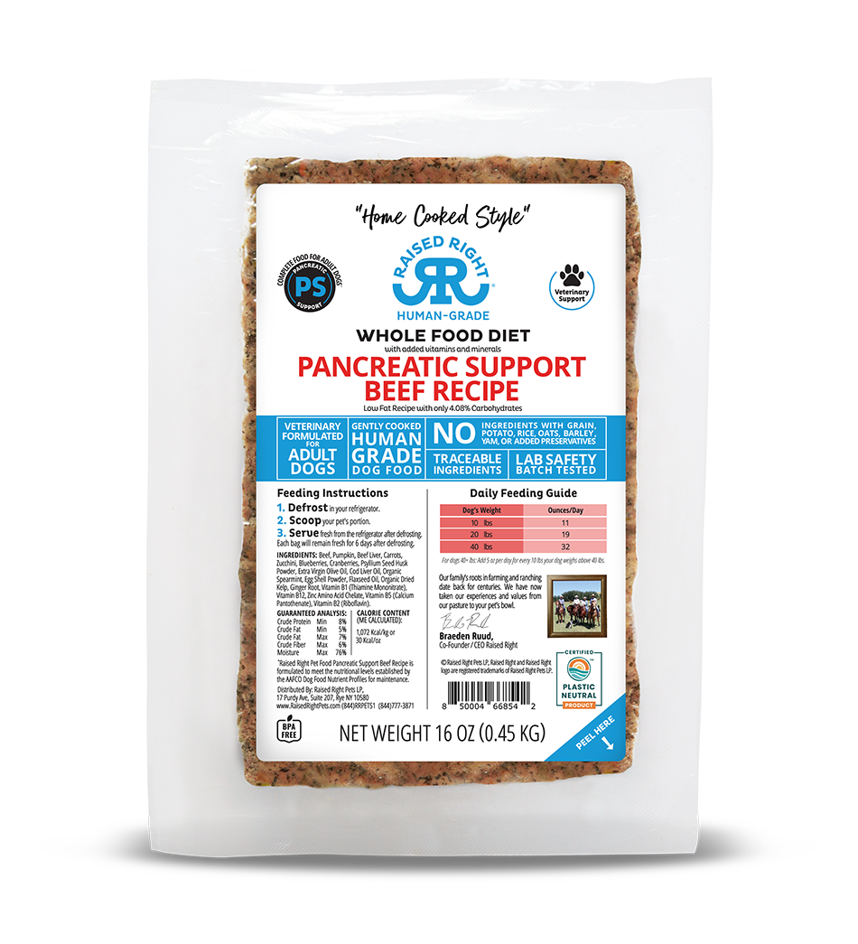 Raised Right Frozen Pancreatic Support Beef 16oz