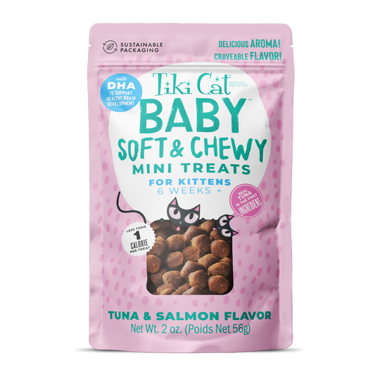 Tiki Pet Cat Soft Chewy Kitten Treats Tuna & Salmon 2oz