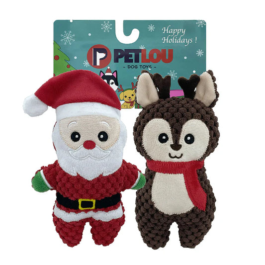 Petlou Christmas Twin Pack Santa & Reindeer 6"