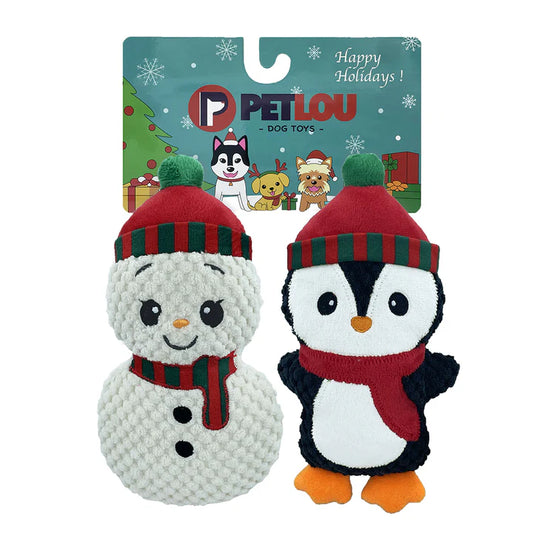 Petlou Christmas Twin Pack Snowman & Penguin 6"