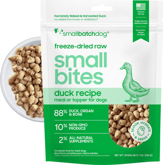 Small Batch Freeze-Dried Small Bites for Dogs Duck Recipe