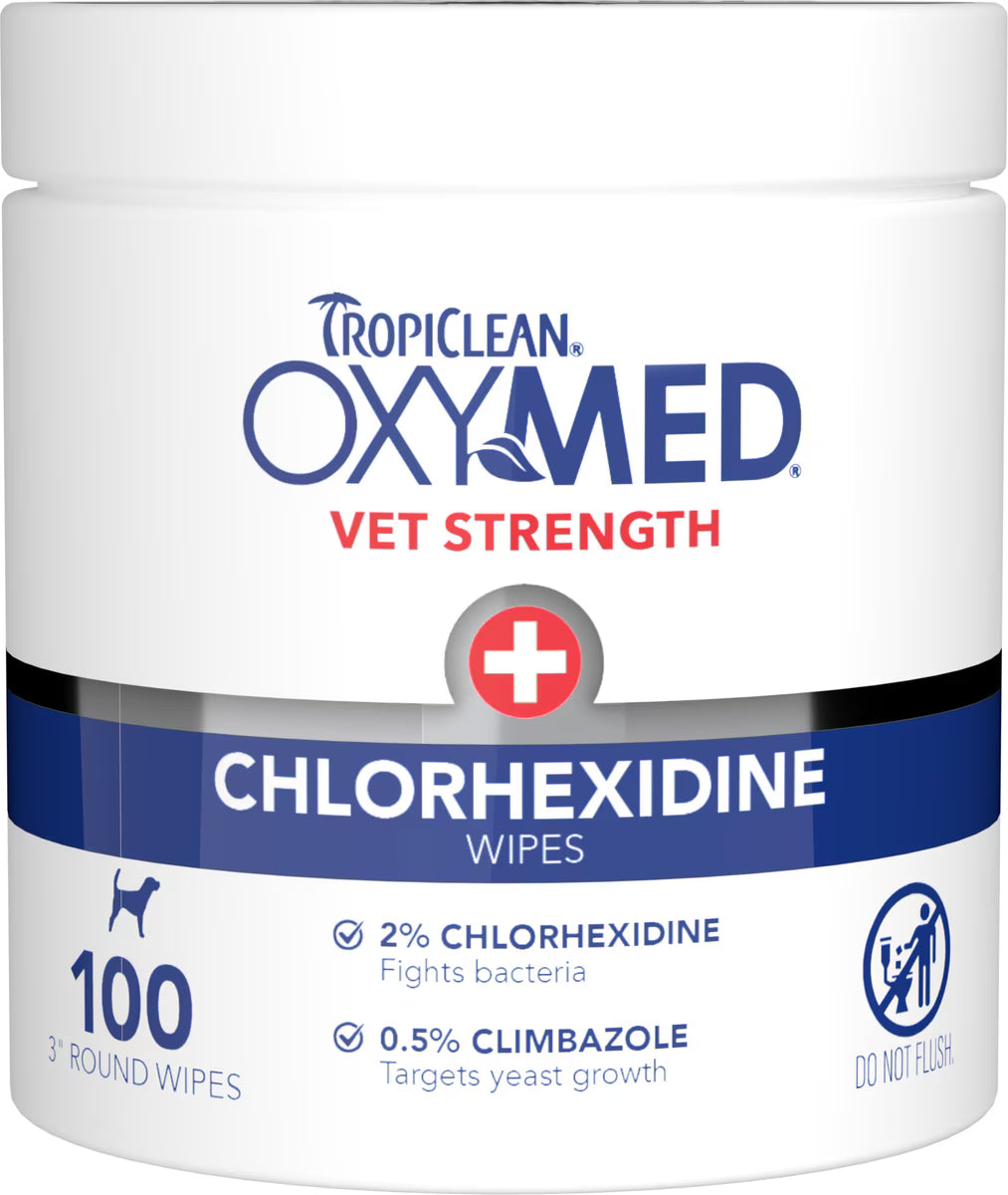 Tropiclean OxyMed Vet Strength Chlorhexidine Wipes 100ct