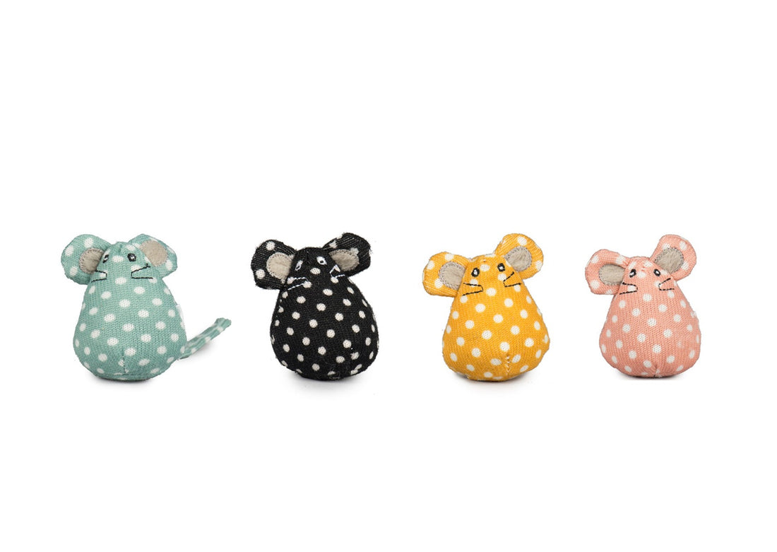 HuggleKats Polka Dot Mice XS Cat Toy