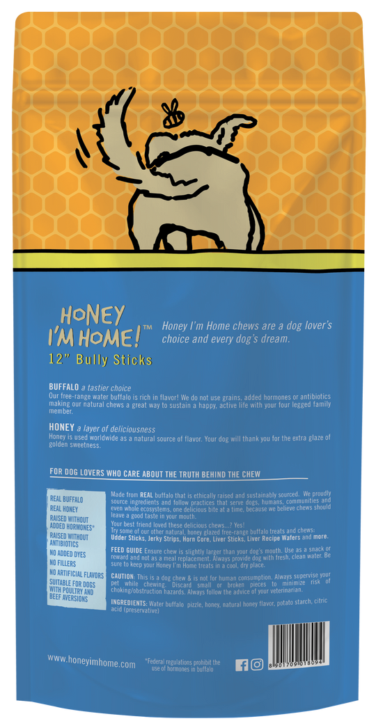 Honey I'm Home Bully Sticks 12" 5 pack