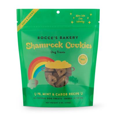 Bocce's Shamrock Cookies Soft & Chewy Dog Treats 6-oz