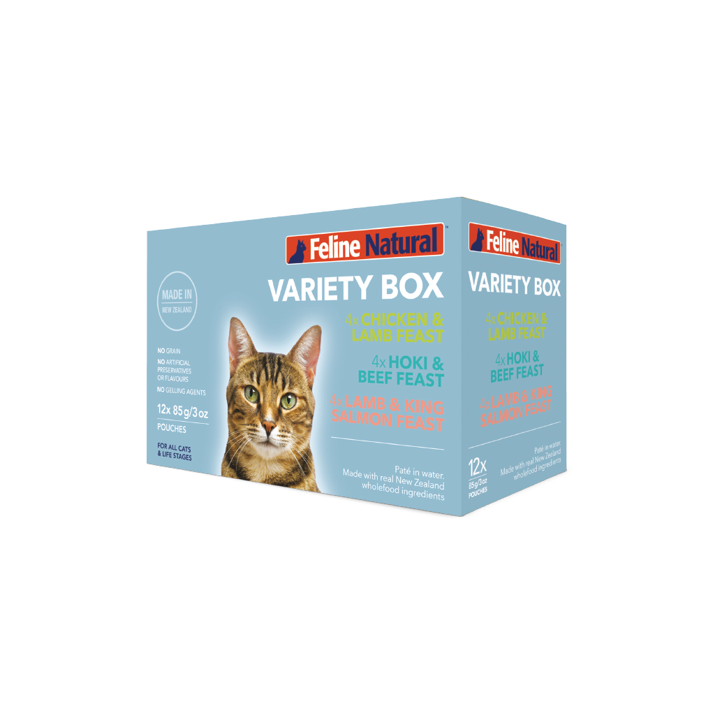 Feline Natural Cat Food Pouch Variety Pack 3 oz 12 pack