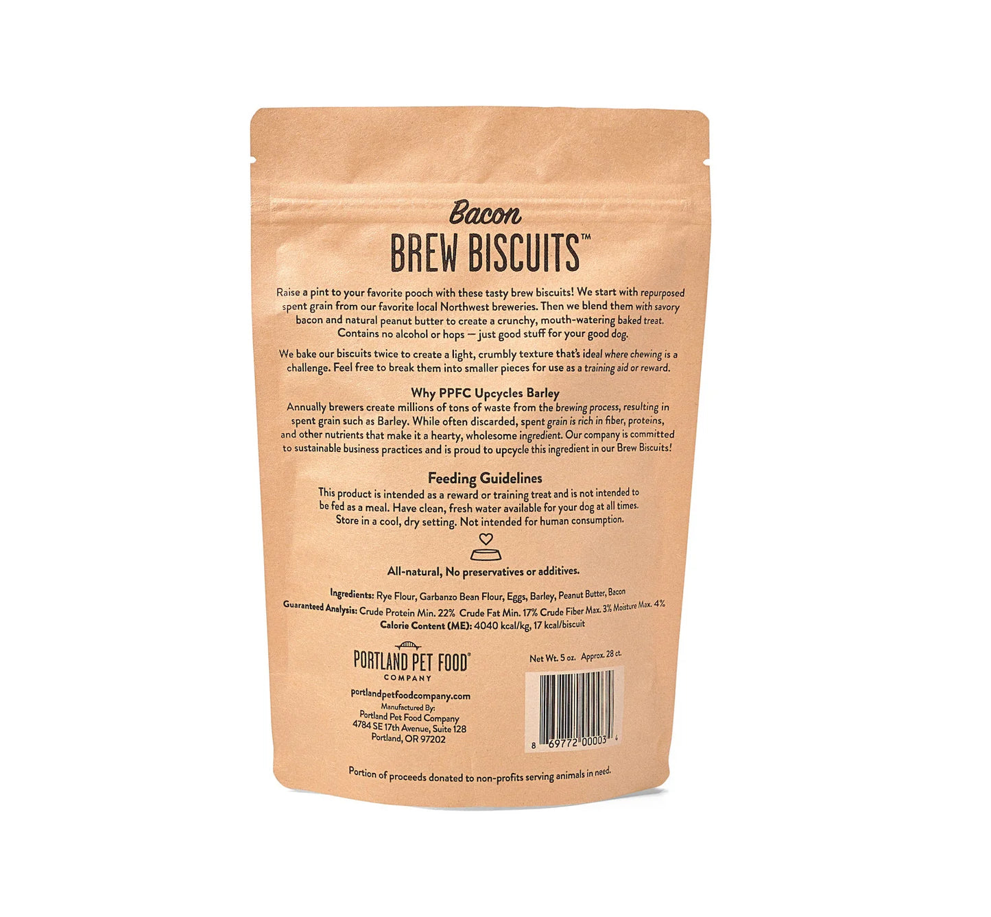 Portland Pet Food Bacon Brew Biscuits 5oz