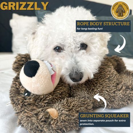 Tall Tails Grizzly Rope Body Dog Toy