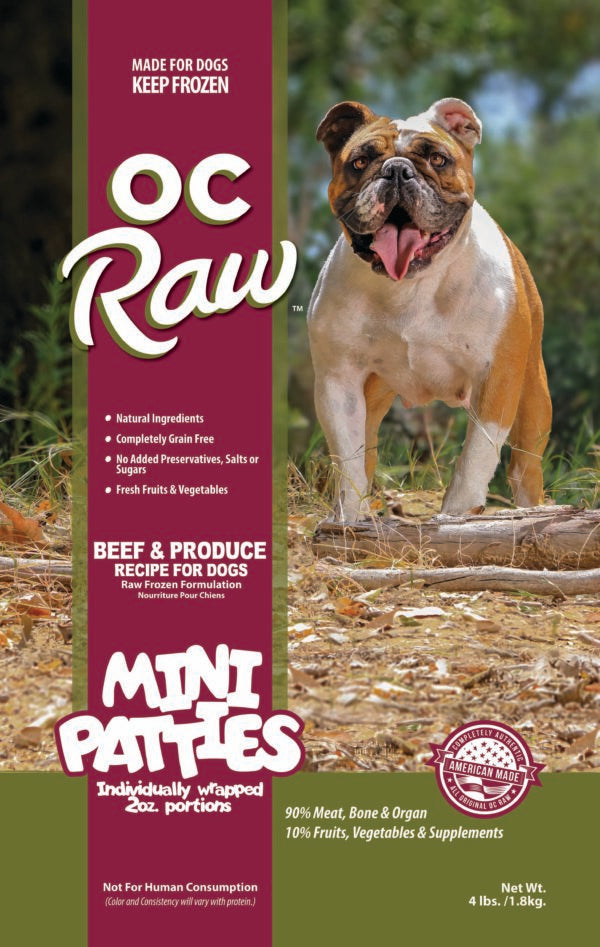 OC Raw Frozen Beef & Produce Mini Patties 4lb