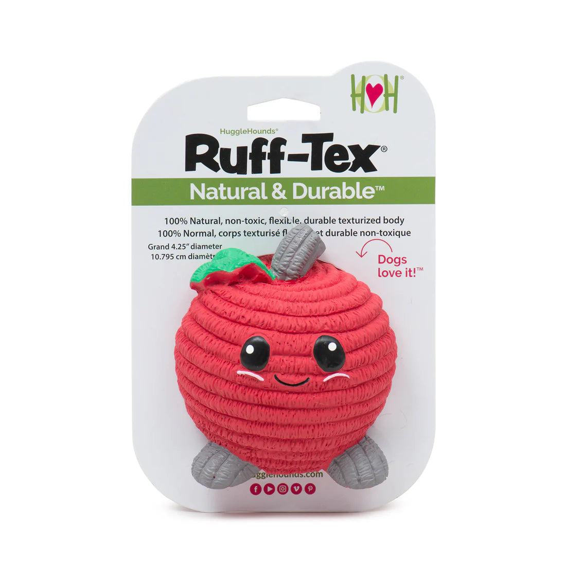 HuggleHounds Lil' Red Apple Ruff Tex Squeaker Ball