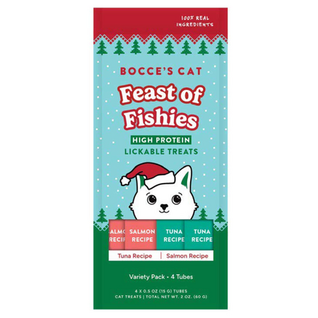 Bocce’s Holiday Feast of Fishies Lickable Cat Treats Variety 4Pack