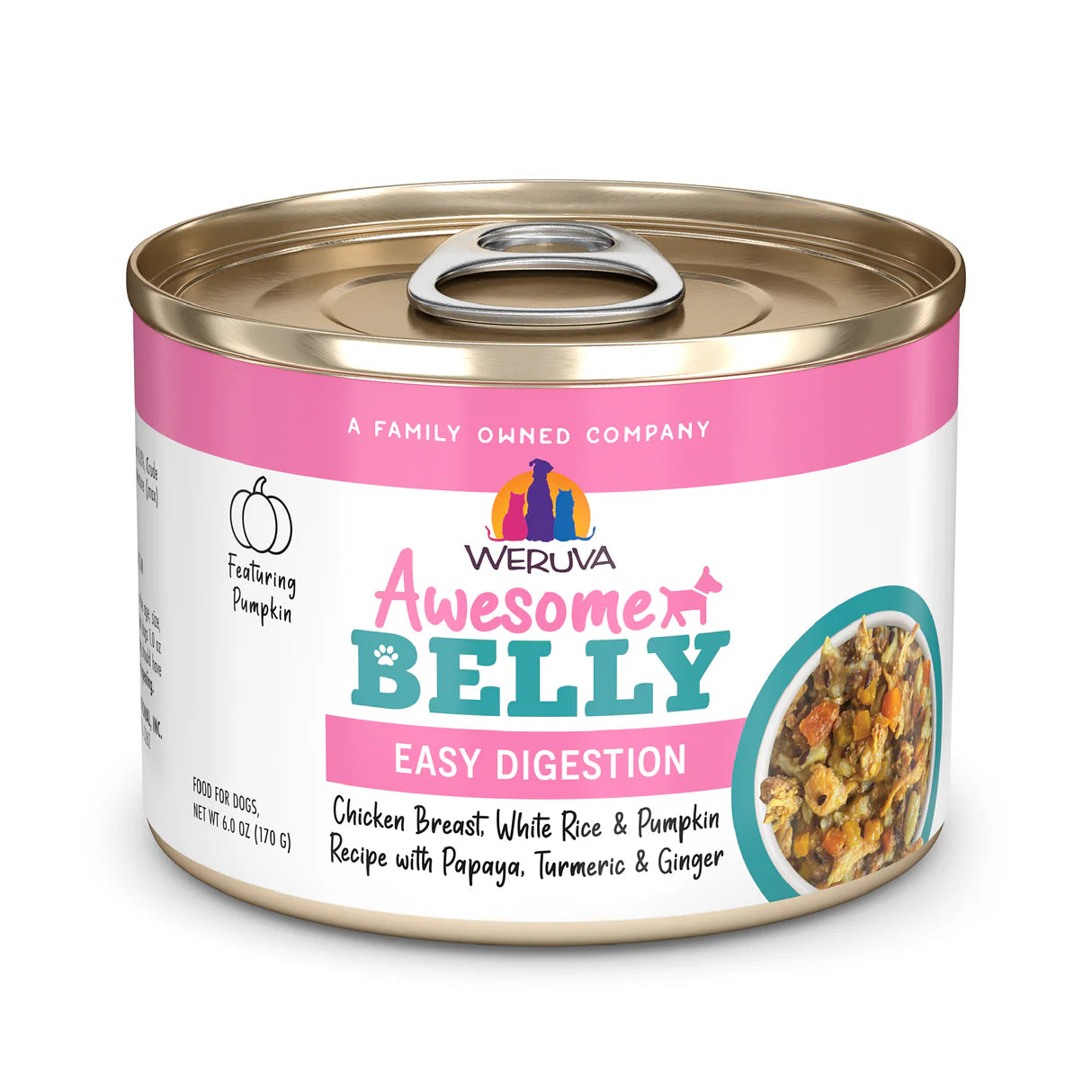 Weruva Awesome Belly Chicken, Rice & Pumpkin Canned Dog Food for Easy Digestion 6oz