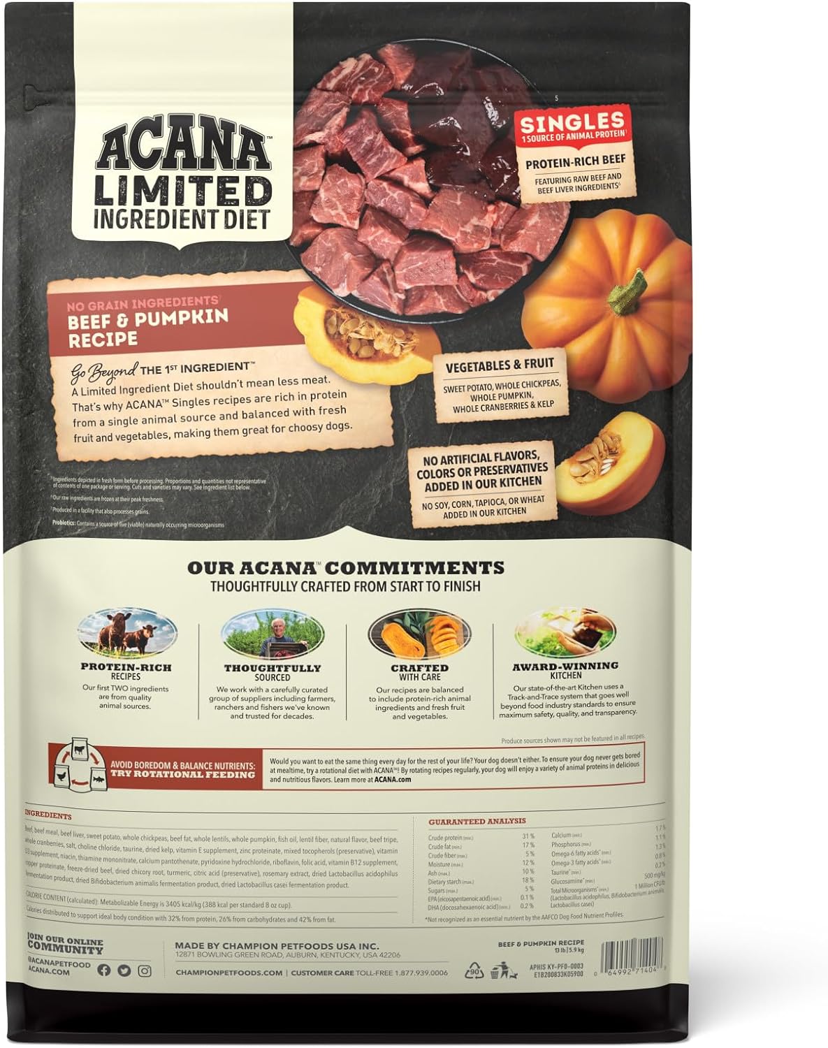 Acana Singles Beef & Pumpkin Dog Food