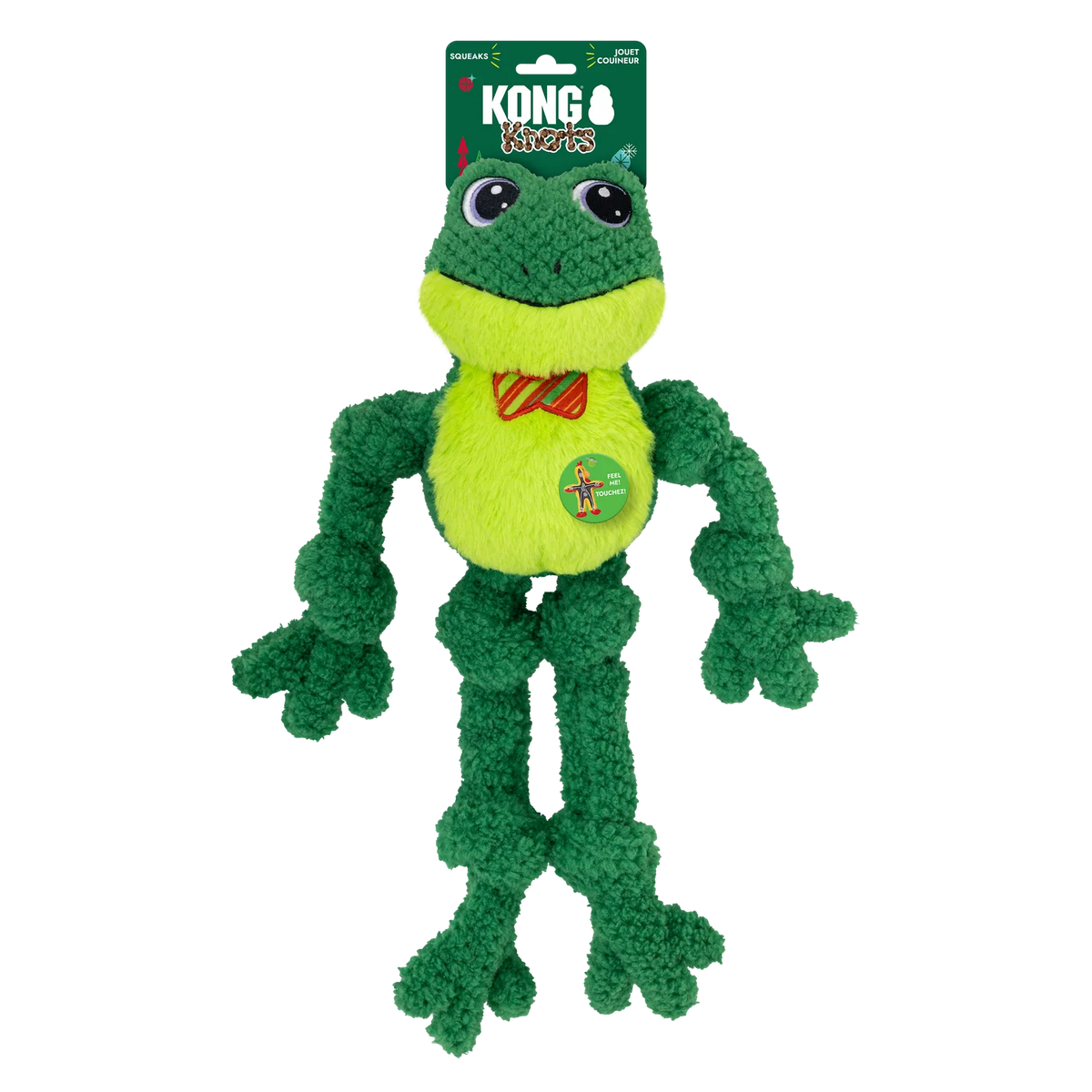 KONG Holiday Knots Bow Tie Frog LG/XL Dog Toy
