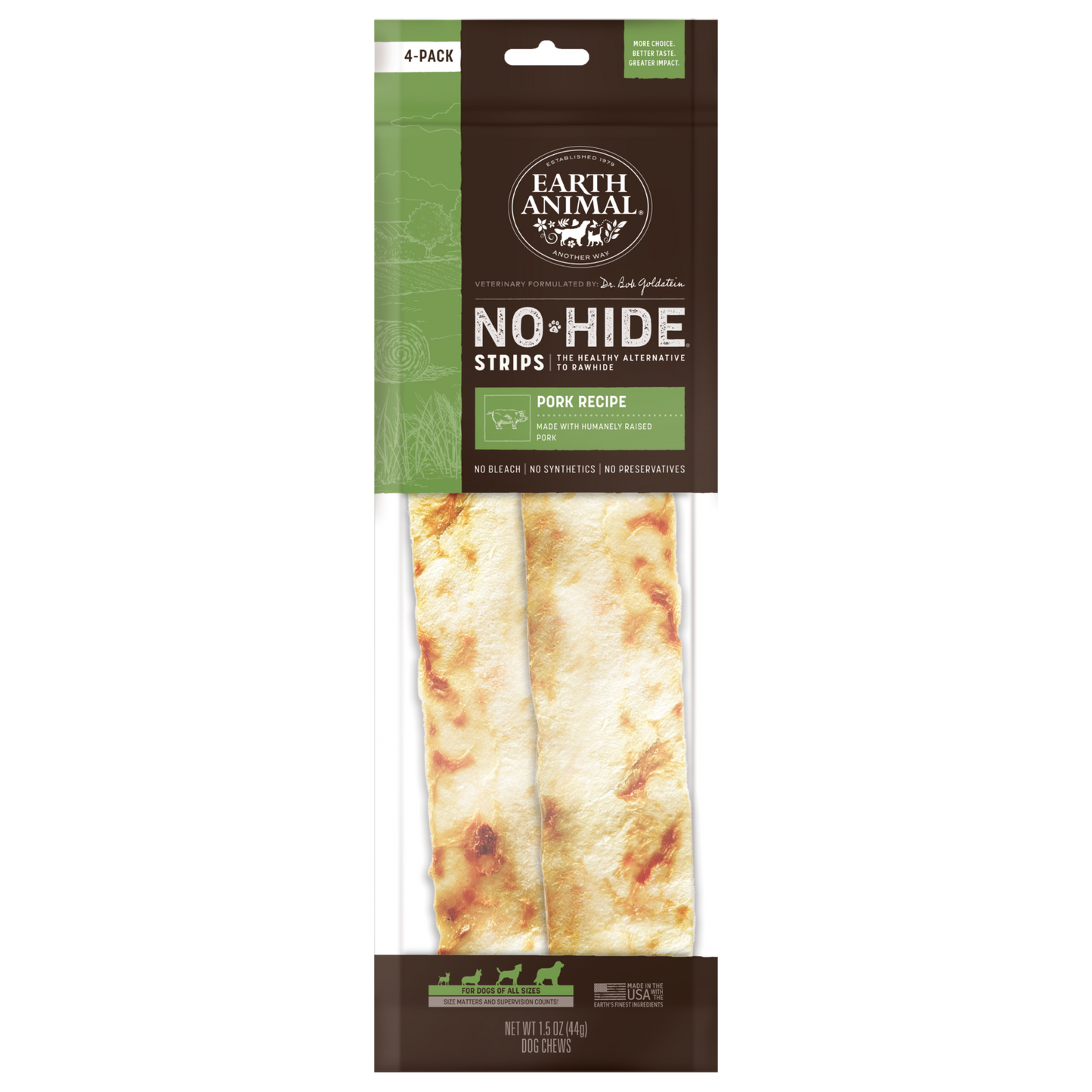 Earth Animal No Hide Pork Strips 4pk