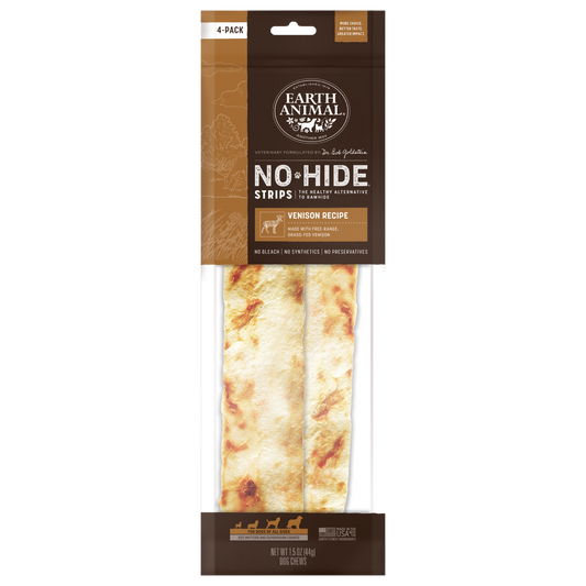 Earth Animal No Hide Strips Venison 4pk