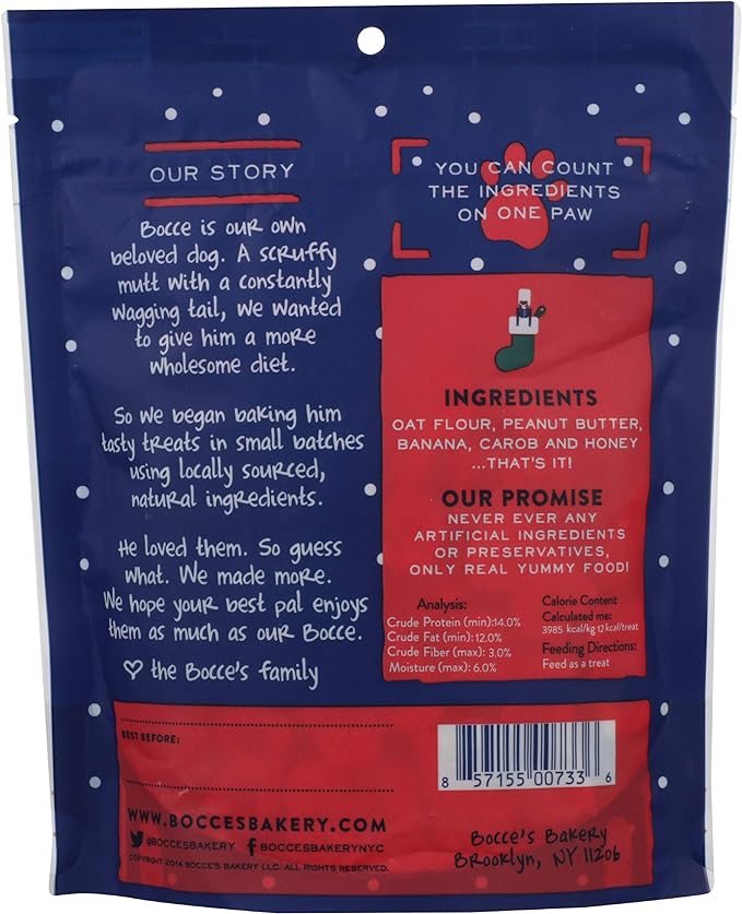 Bocce's Bakery, Dog Treats Nutcracker Crunch, 5 oz