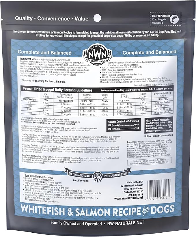 Northwest Naturals Freeze Dried Whitefish & Salmon Nuggets