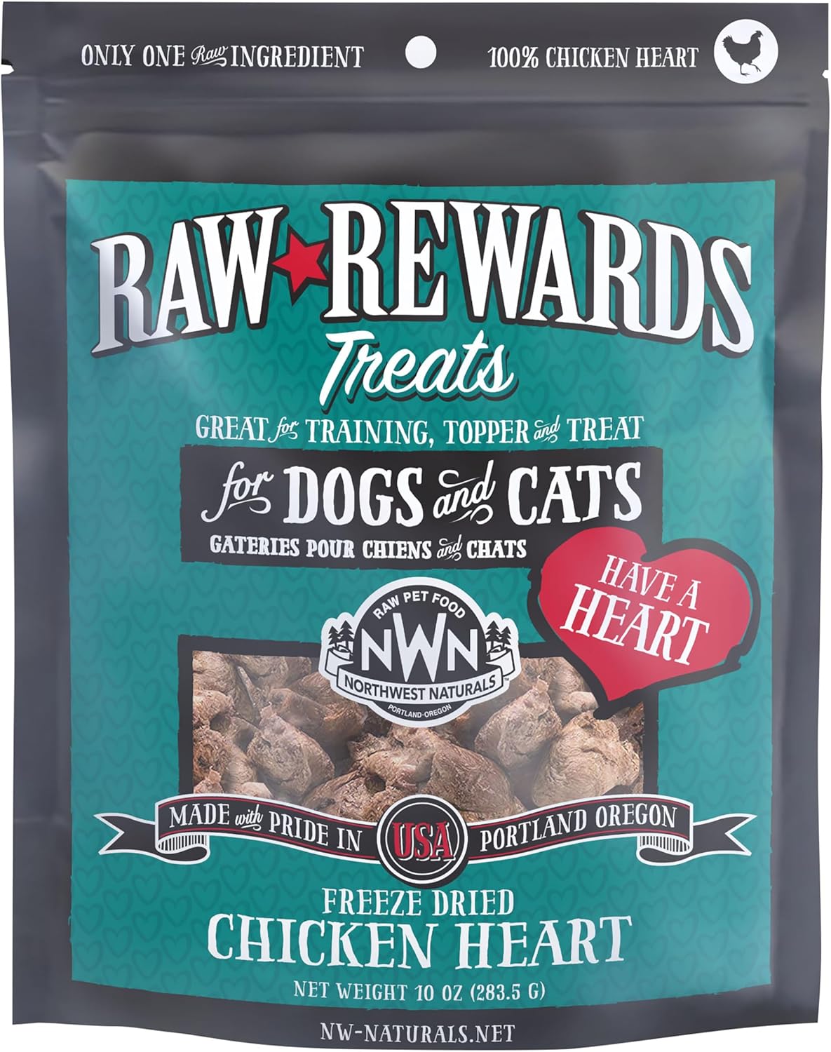 Northwest Naturals Raw Rewards Freeze Dried Chicken Hearts 3oz