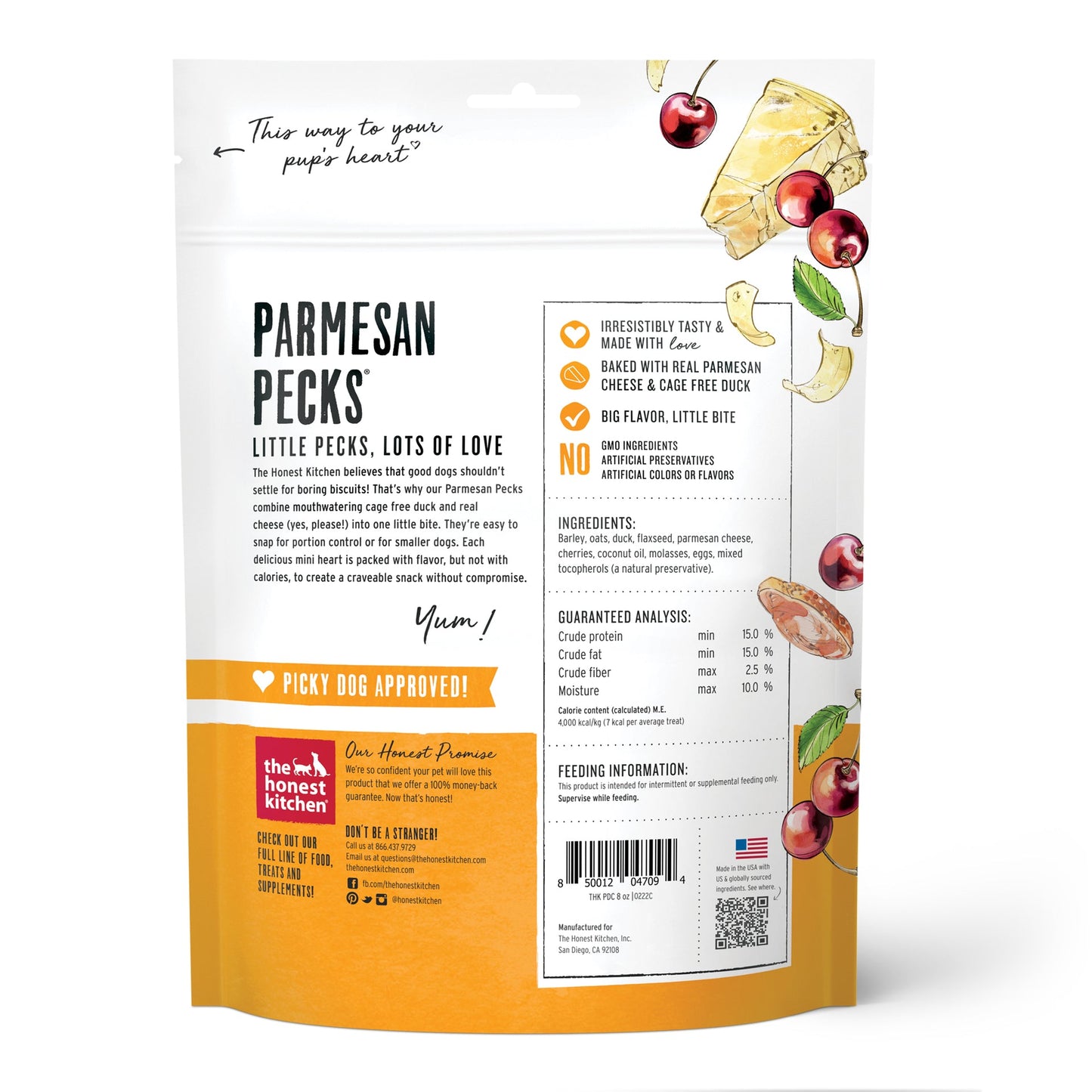 Honest Kitchen Duck & Cherry Parmesan Pecks 8 oz