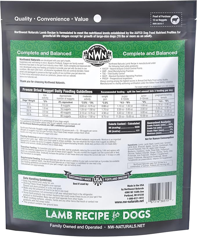 Northwest Naturals Freeze Dried Lamb Nuggets